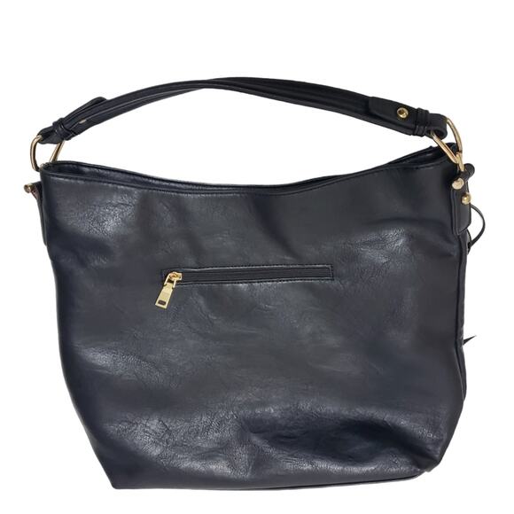 Large Vegan Leather Fringe Shoulder Bag with Lots of Pockets - Picture 3 of 8